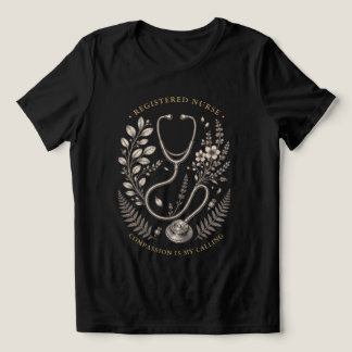 Registered Nurse Vintage Botanical Stethoscope Tri-Blend Shirt