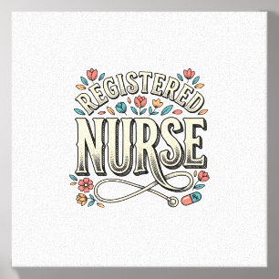 Registered Nurse Vintage Floral Typography Shirt D Canvas Photo Tile