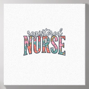 Registered Nurse Vintage Floral Typography Shirt D Canvas Photo Tile