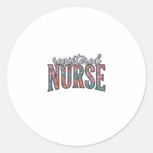 Registered Nurse Vintage Floral Typography Shirt D Classic Round Sticker