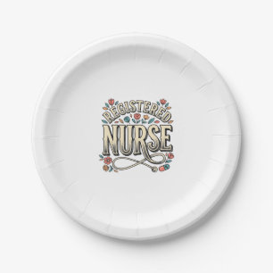 Registered Nurse Vintage Floral Typography Shirt D Paper Plates