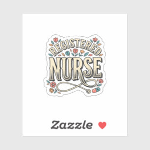 Registered Nurse Vintage Floral Typography Shirt D Sticker