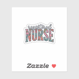 Registered Nurse Vintage Floral Typography Shirt D Sticker