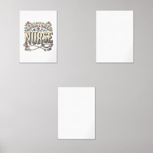 Registered Nurse Vintage Floral Typography Shirt D Wall Art Sets