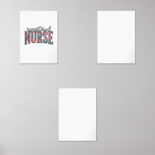Registered Nurse Vintage Floral Typography Shirt D Wall Art Sets