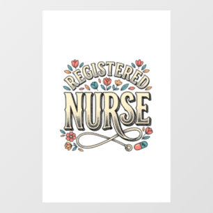 Registered Nurse Vintage Floral Typography Shirt D Window Cling
