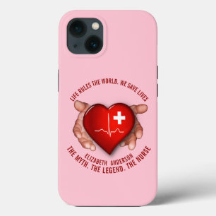 Registered Nurse With Red Heart In Hands iPhone 13 Case