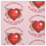 Registered Nurse With Red Heart In Hands Fabric