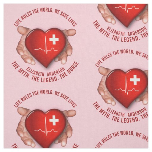 Registered Nurse With Red Heart In Hands Fabric