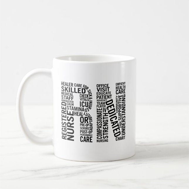 Registered Nurse Word Art RN Coffee Mug (Left)