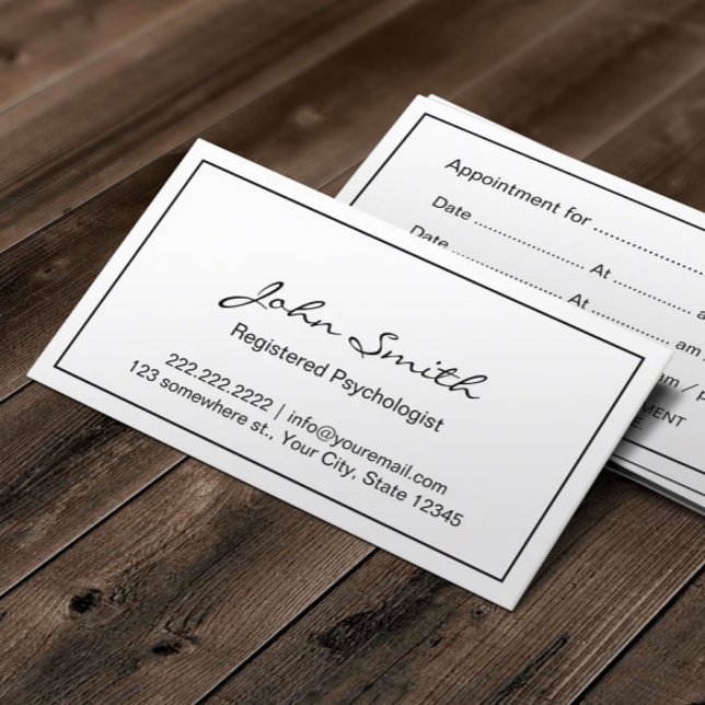 Registered Psychologist Simple Framed Appointment Card (Creator Uploaded)
