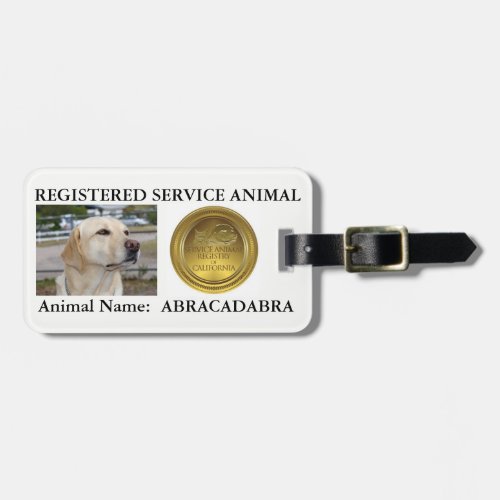 Registered Service Animal Tag with PHOTONAME