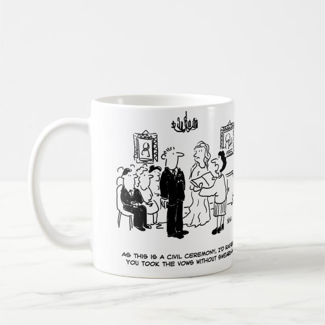 Registrar ask bridegroom to stop swearing coffee mug (Left)