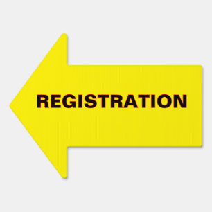 REGISTRATION Arrow Sign