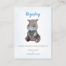 Registry card | baby shower | boy| Hippo