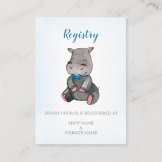 Registry card | baby shower | boy| Hippo