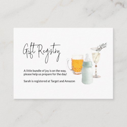 Registry Card for Baby Shower Beers  Champage