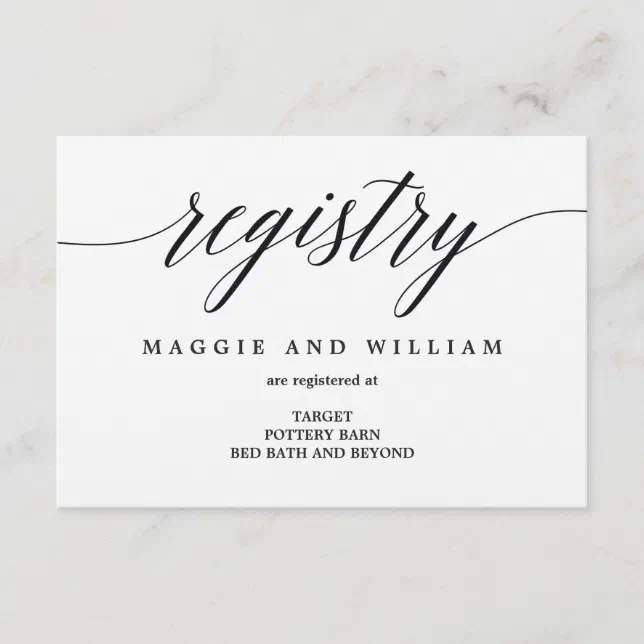 Registry Cards - Modern Script | Zazzle