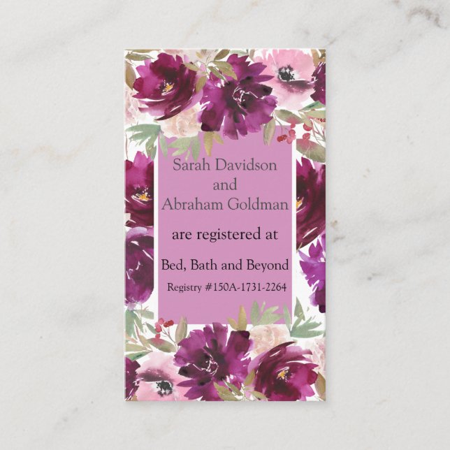 Registry Cards Wedding Enclosure Card Floral (Front)