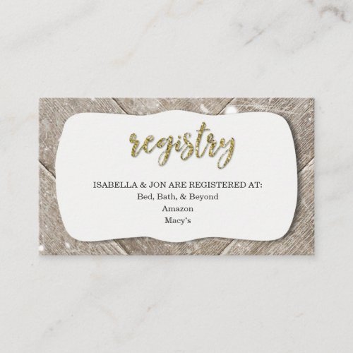 Registry Insert - Bridal or Baby Shower Invitation - A wonderfully rustic winter backdrop for your bridal or baby shower invitation insert, giving your guests your registry information.
