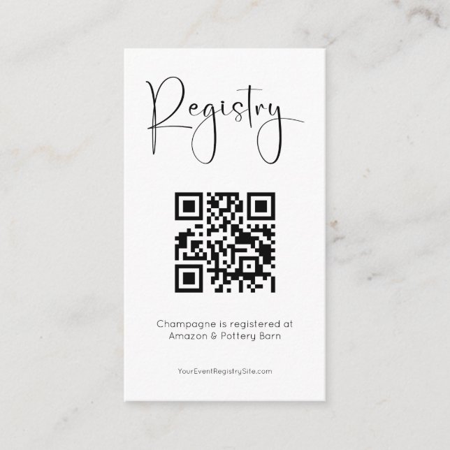 Registry Modern Bridal Shower Pickleball QR Code Enclosure Card (Front)