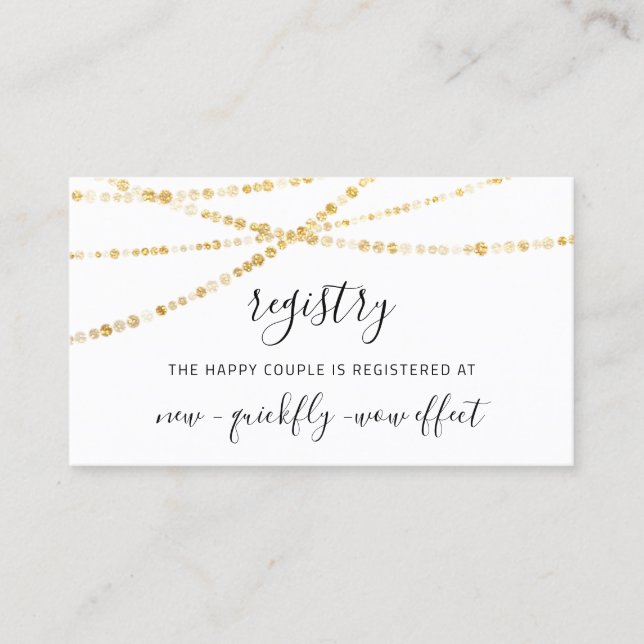 Registry Reception Enclosure Card White Gold Strin (Front)