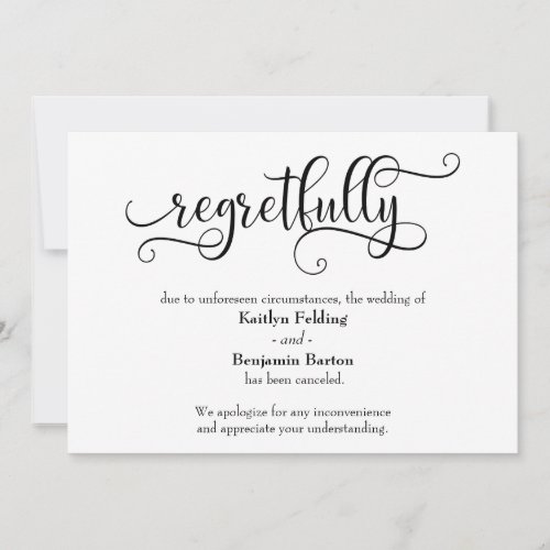 Regretfully Canceled Wedding Announcement Card