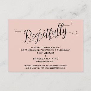 Regretfully Elegant Blush Canceled Wedding Card
