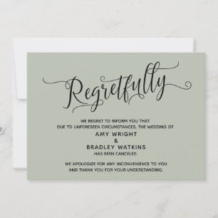 Regretfully Elegant Sage Canceled Wedding Card
