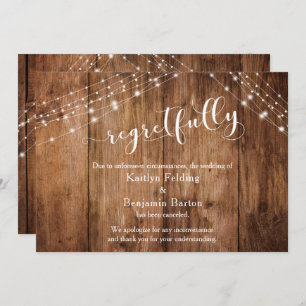 Regretfully Rustic Wood & Lights Canceled Card