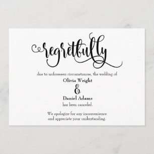 Regretfully Script Canceled Wedding Announcement