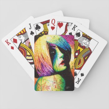 Regrets - Pop Art Portrait Playing Cards by NeverDieArt at Zazzle