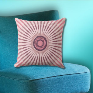 Regular Centered Pink Star Flower Throw Pillow