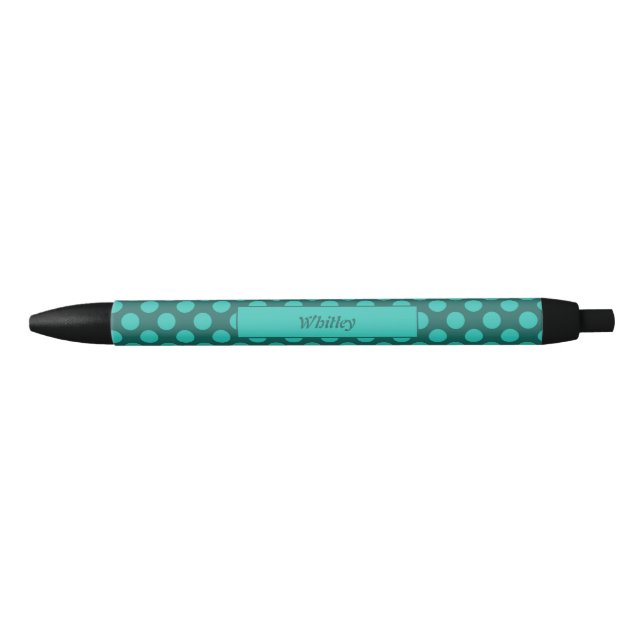 Regular Circles Polka Dot Pattern Turquoise Teal Pen (Front)