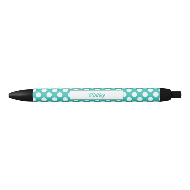 Regular Circles Polka Dot Pattern Turquoise White Pen (Front)