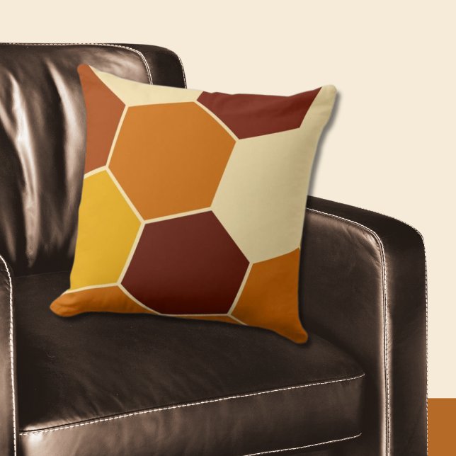 Regular Geometric Orange Hexagon Pattern Throw Pillow (Orange Pillow with Hexagon Pattern)
