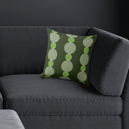 Regular Green Circle Line Pattern Throw Pillow