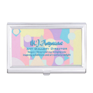 Regular Pastel Shapes in Abstract Collage Business Card Holder