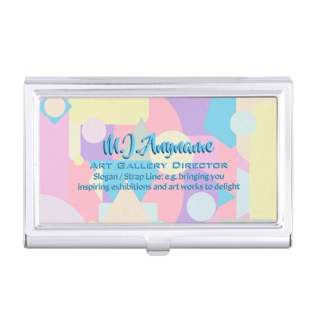 Regular Pastel Shapes in Abstract Collage Business Card Holder (Front)