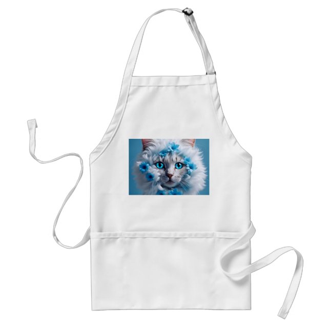 Regular  Size apron white with white cat beautiful (Front)