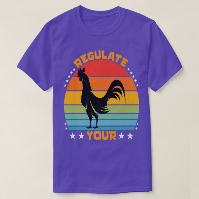 Regulate Your Chicken Rooster Retro Sunset Premium T-Shirt (Design Front)
