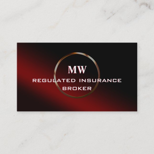Regulated Insurance Broker, Confident Ring Logo Business Card (Front)
