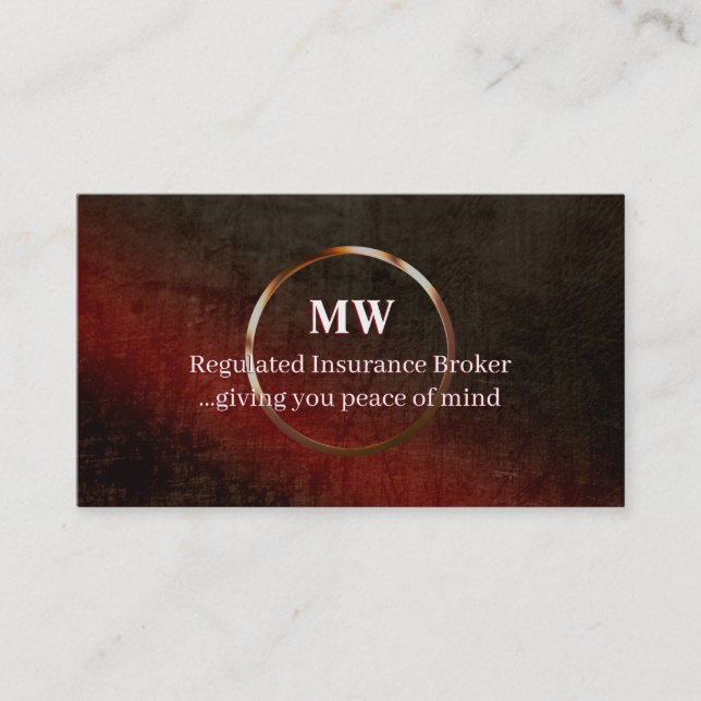 Regulated Insurance, leather-effect, ring logo Business Card (Front)