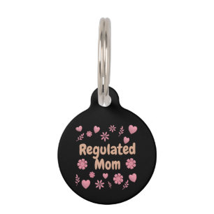 )Regulated Mom 3D Pink Floral Heart Aesthetic Pet ID Tag