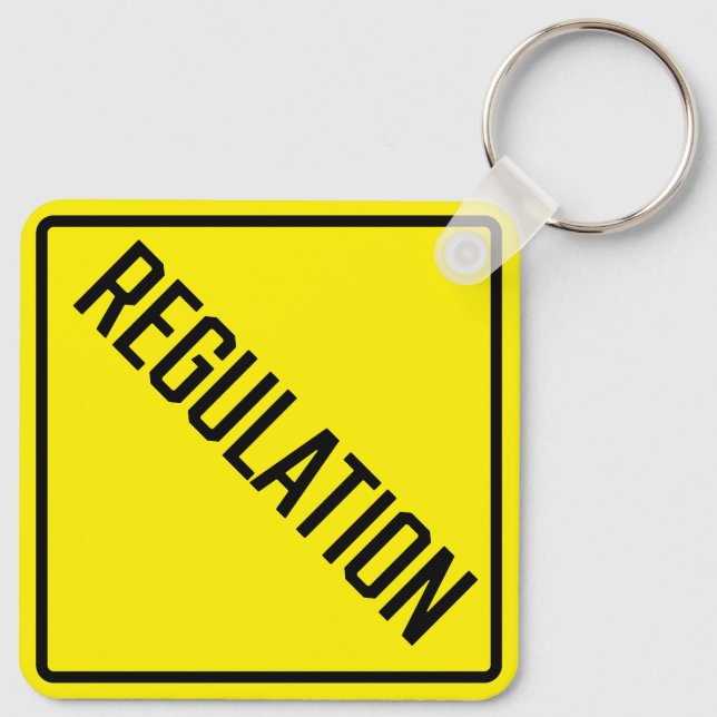 Regulation Metal Square Keychain (Back)