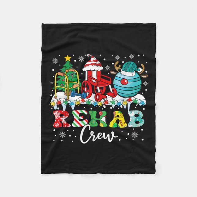 Rehab Crew Wheelchair Santa Reindeer Rehab Nurse C Fleece Blanket (Front)