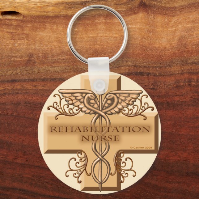 Rehab Nurse Caduceus Keychain (Front)