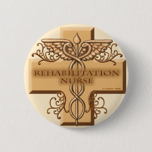 Rehab Nurse Caduceus Pinback Button