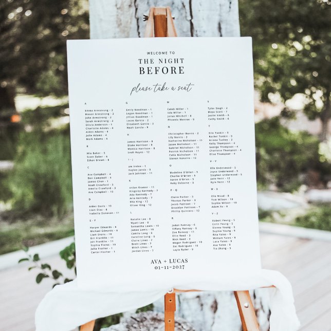 Rehearsal Dinner Alphabetical Order Seating Chart Foam Board (Creator Uploaded)