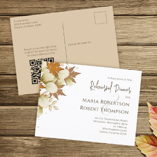 Rehearsal Dinner Autumn Fall Greenery QR Code Postcard